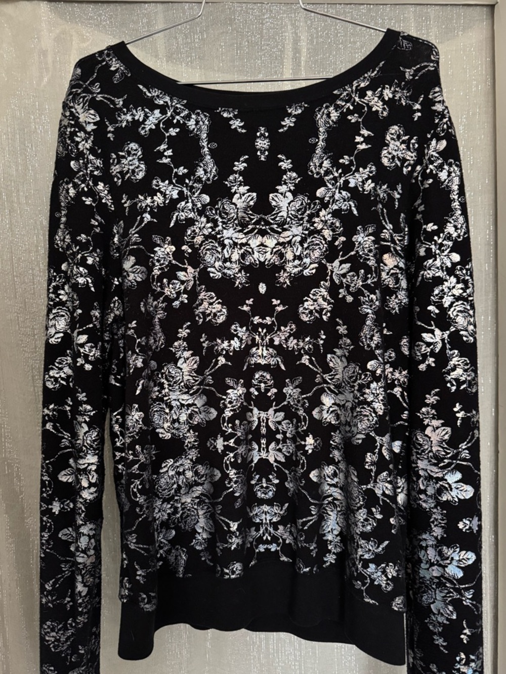 Wildfox Holographic Foil Flower Print Sweatshirt